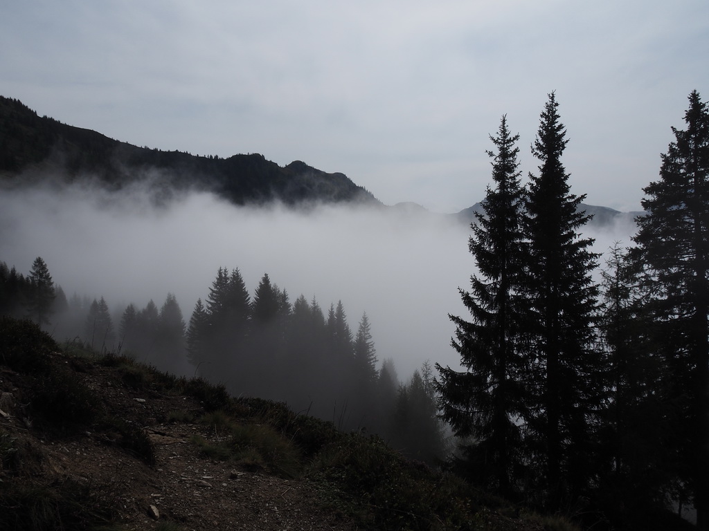 in de wolken bij de Weiss Alm
